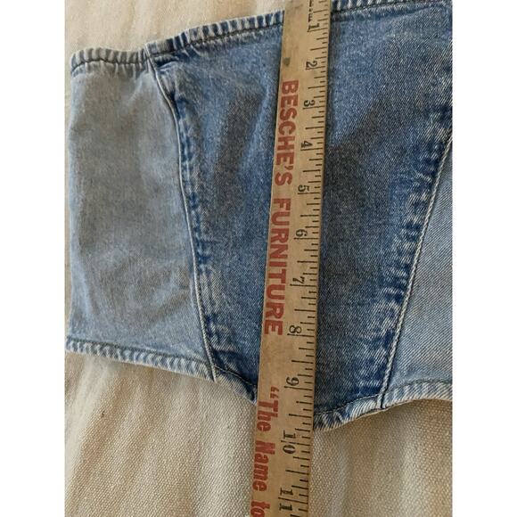 Tube Top Womens Small Y2K Side Zip Elastic Hem Tube Top Medium Wash Denim Corset - Picture 8 of 8